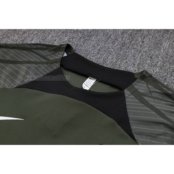 Tuta da Track del FC Barcellona Manga Corta 2023-2024 Verde Oscuro - Pantalon Corto